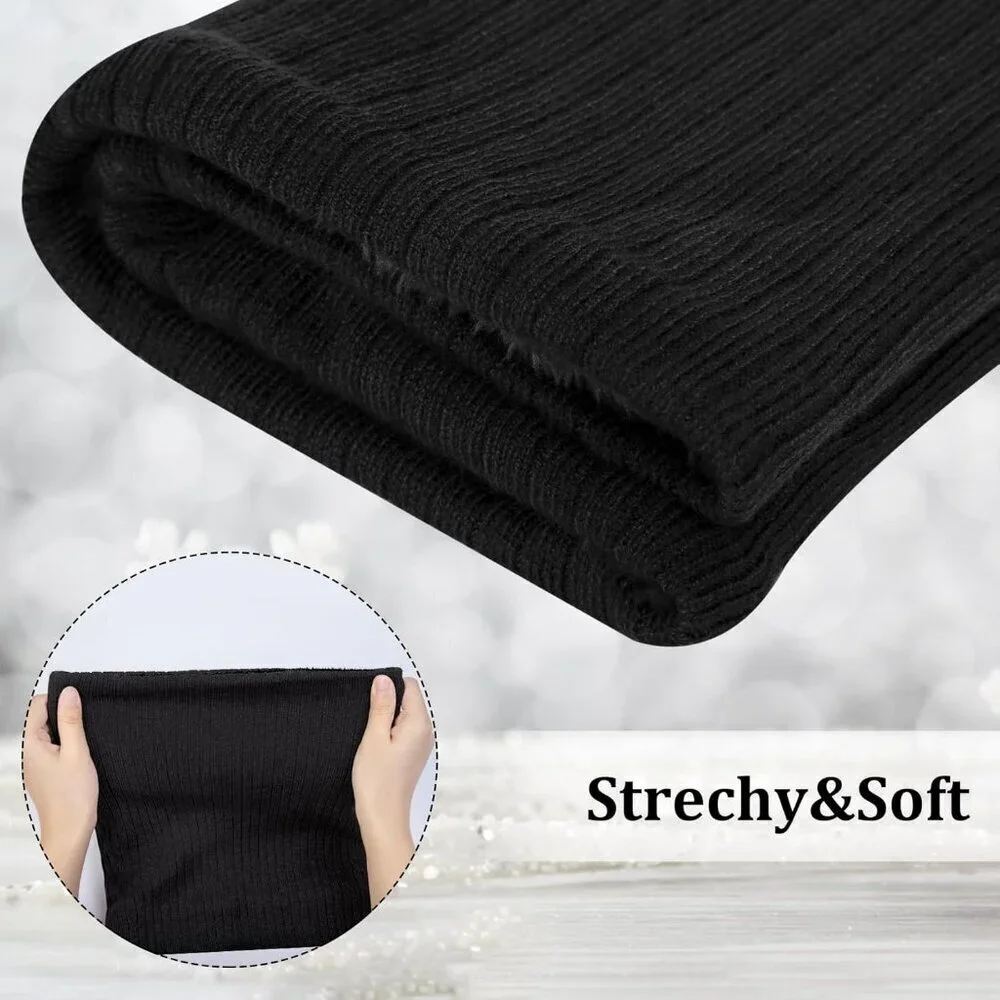 Women's (black+ Beige) Scarf Winter Double-Layer Neck Warmer Knit Fleece 2Pack